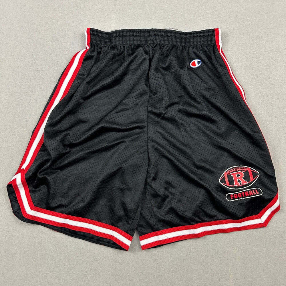 Vintage Rutgers Scarlet Knights Shorts Men Large Black Champion Basketball 90s L